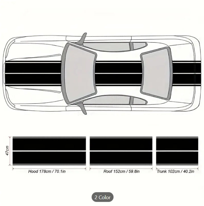 6PCS Parallel Line Car Stickers, Universal Sport Stripes for All Vehicles, Compatible with Shelby Mustang GT350/GT500 6 قطع ملصقات سيارات بخطوط متوازية, تصميم رياضي عالمي لجميع المركبات متوافق مع شيلبي موستانج GT350 / GT500