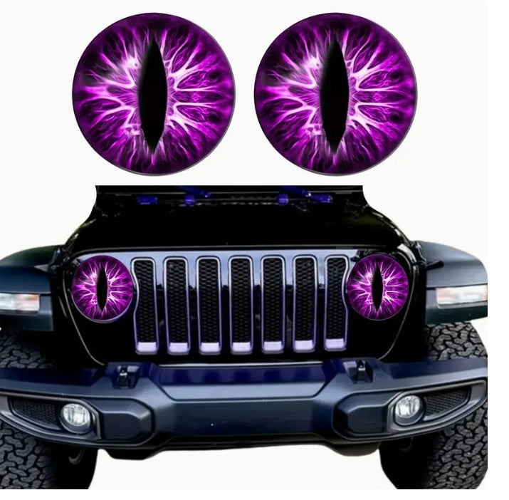 Eyes of the Beast Headlight Decals, 3D Stereo Eye Stickers for Jeep, Round Headlights, Truck & Car Body Decoration, Fun & Stylish عيون الوحش للمصابيح الأمامية, تصميم ثلاثي الأبعاد لمصابيح Jeep، شاحنات وسيارات، إضافة ديكورية مضحكة وأنيقة