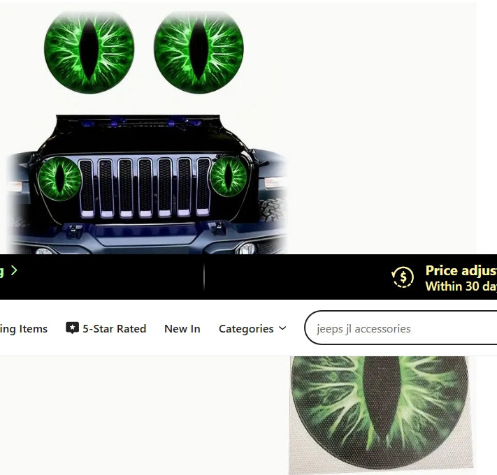 Eyes of the Beast Headlight Decals, 3D Stereo Eye Stickers for Jeep, Round Headlights, Truck & Car Body Decoration, Fun & Stylish عيون الوحش للمصابيح الأمامية, تصميم ثلاثي الأبعاد لمصابيح Jeep، شاحنات وسيارات، إضافة ديكورية مضحكة وأنيقة