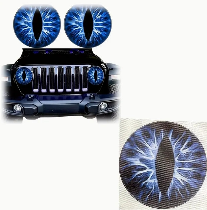 Eyes of the Beast Headlight Decals, 3D Stereo Eye Stickers for Jeep, Round Headlights, Truck & Car Body Decoration, Fun & Stylish عيون الوحش للمصابيح الأمامية, تصميم ثلاثي الأبعاد لمصابيح Jeep، شاحنات وسيارات، إضافة ديكورية مضحكة وأنيقة