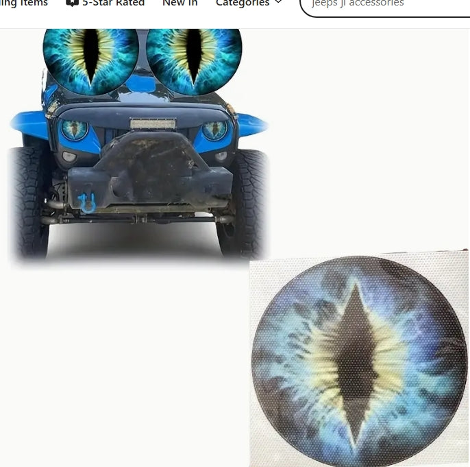 Eyes of the Beast Headlight Decals, 3D Stereo Eye Stickers for Jeep, Round Headlights, Truck & Car Body Decoration, Fun & Stylish عيون الوحش للمصابيح الأمامية, تصميم ثلاثي الأبعاد لمصابيح Jeep، شاحنات وسيارات، إضافة ديكورية مضحكة وأنيقة