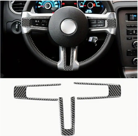 Carbon Fiber Steering Wheel Button Trim for Ford Mustang 2009-2013, Interior Upgrade Frame Decal Accessory إطار أزرار عجلة القيادة كربون فايبر لفورد موستنج 2009-2013 ,ملصق ديكور لترقية الداخلية