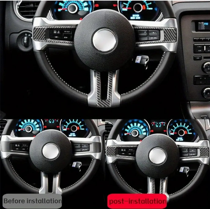 Carbon Fiber Steering Wheel Button Trim for Ford Mustang 2009-2013, Interior Upgrade Frame Decal Accessory إطار أزرار عجلة القيادة كربون فايبر لفورد موستنج 2009-2013 ,ملصق ديكور لترقية الداخلية