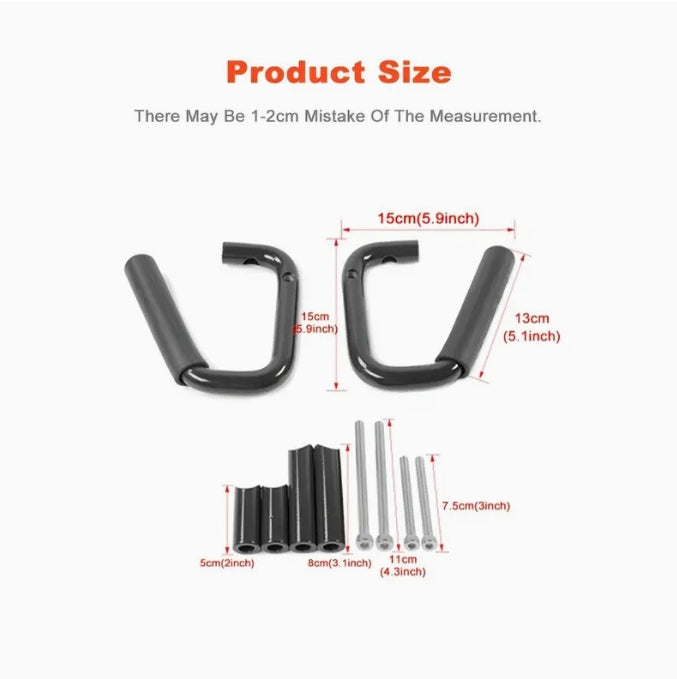 Jeep Wrangler JK 2007-2017 Grab Handles, Durable Aluminum Alloy Front & Rear Roll Bar Grips, Black/Red مقابض ألومنيوم لجيب رانجلر 2007-2017, مقابض أمامية وخلفية قوية لتثبيت على رول بار، باللون الأسود/الأحمر