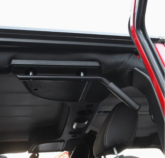 Jeep Wrangler JK 2007-2017 Grab Handles, Durable Aluminum Alloy Front & Rear Roll Bar Grips, Black/Red مقابض ألومنيوم لجيب رانجلر 2007-2017, مقابض أمامية وخلفية قوية لتثبيت على رول بار، باللون الأسود/الأحمر