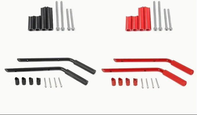 Jeep Wrangler JK 2007-2017 Grab Handles, Durable Aluminum Alloy Front & Rear Roll Bar Grips, Black/Red مقابض ألومنيوم لجيب رانجلر 2007-2017, مقابض أمامية وخلفية قوية لتثبيت على رول بار، باللون الأسود/الأحمر
