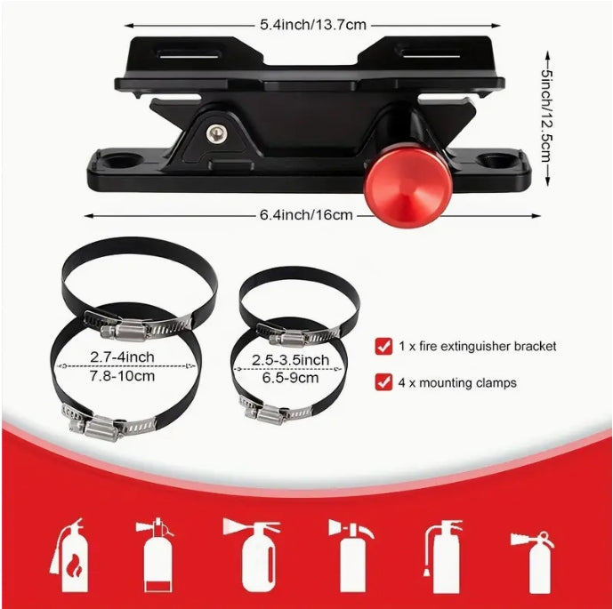 Chelhead Quick-Release Aluminum Fire Extinguisher Mount, Adjustable Roll Bar Holder, Heavy-Duty for Jeep & UTVs حامل مطفأة حريق ألومنيوم سريع الفك من Chelhead , قاعدة رول بار قابلة للتعديل لجيب و UTV