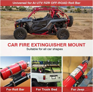 Chelhead Quick-Release Aluminum Fire Extinguisher Mount, Adjustable Roll Bar Holder, Heavy-Duty for Jeep & UTVs حامل مطفأة حريق ألومنيوم سريع الفك من Chelhead , قاعدة رول بار قابلة للتعديل لجيب و UTV