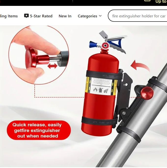 Chelhead Quick-Release Aluminum Fire Extinguisher Mount, Adjustable Roll Bar Holder, Heavy-Duty for Jeep & UTVs حامل مطفأة حريق ألومنيوم سريع الفك من Chelhead , قاعدة رول بار قابلة للتعديل لجيب و UTV