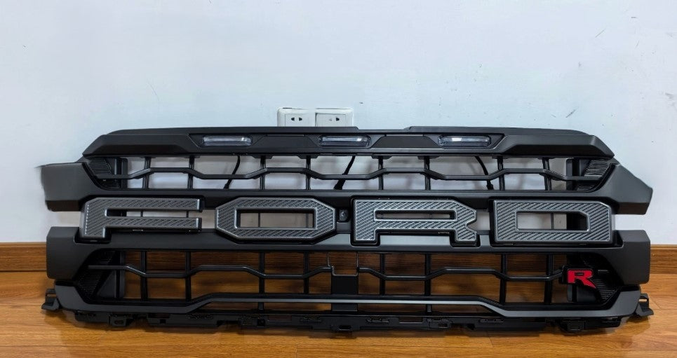 Ford F-150 Raptor 2024 Front Grille, Black ABS with LED Lights & Full Installation Kit, Perfect Upgrade شبك أمامي فورد  رابتر 2024 – مع أضواء وقطع تركيب كاملة، ترقية مثالية