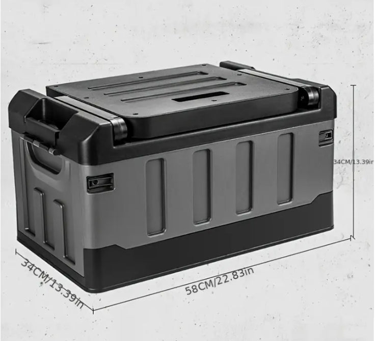 Multi-Functional Heavy-Duty PP Folding Stool & Storage Box, Outdoor Camping & Car Trunk Organizer with Foldable Chair Function صندوق تخزين قابل للطي من البلاستيك المقوى PP متعدد الاستخدامات, كرسي قابل للطي للرحلات والتخييم وتنظيم صندوق السيارة