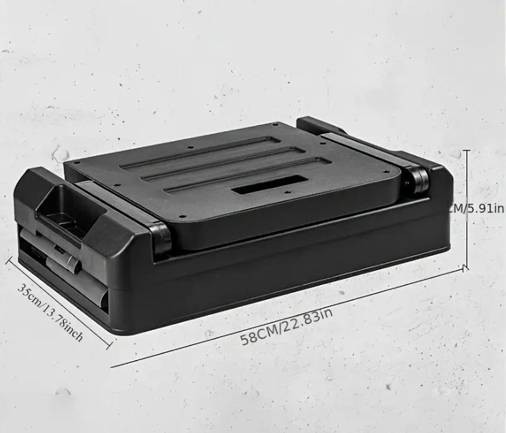 Multi-Functional Heavy-Duty PP Folding Stool & Storage Box, Outdoor Camping & Car Trunk Organizer with Foldable Chair Function صندوق تخزين قابل للطي من البلاستيك المقوى PP متعدد الاستخدامات, كرسي قابل للطي للرحلات والتخييم وتنظيم صندوق السيارة