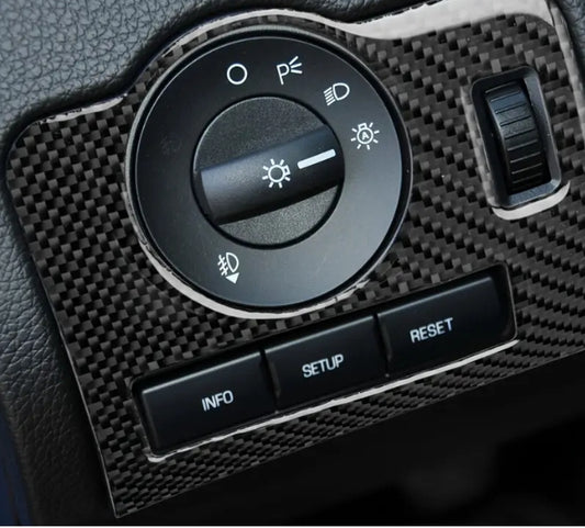 Premium Carbon Fiber Headlight Switch Panel Trim for Ford Mustang 2009-2013, 2pcs Decorative Interior Upgrade  ألياف الكربون للوحة مفاتيح المصابيح لسيارة فورد موستنج ,
