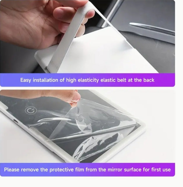 Ultra-Thin LED Car Vanity Mirror, 3 Modes, Touch Dimmable, USB Rechargeable مرآة تجميل سيارة LED فائقة النحافة, 3 أوضاع، تعمل باللمس وقابلة للشحن