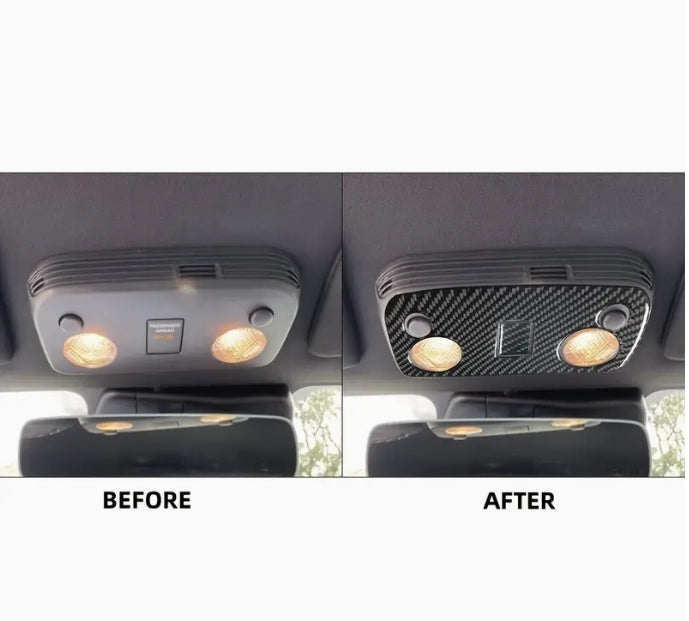 Deluxe Carbon Fiber Reading Light Panel Trim for Ford Mustang 2005-2013, 2pcs Interior Decorative Upgrade  ألياف الكربون للوحة ضوء القراءة لسيارة فورد موستنج,