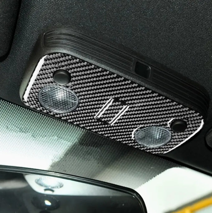 Deluxe Carbon Fiber Reading Light Panel Trim for Ford Mustang 2005-2013, 2pcs Interior Decorative Upgrade  ألياف الكربون للوحة ضوء القراءة لسيارة فورد موستنج,