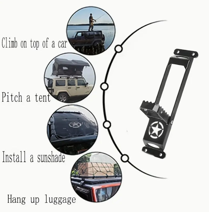 Folding Door Hinge Step Pedal for Jeep Wrangler & Gladiator 2007-2024, Iron, Polished Finish دعسة باب قابلة للطي لجيب رانجلر وجلاديتور 2007-2024, حديد، تشطيب لامع