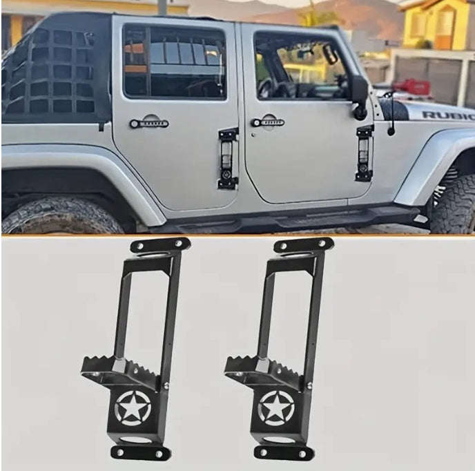 Folding Door Hinge Step Pedal for Jeep Wrangler & Gladiator 2007-2024, Iron, Polished Finish دعسة باب قابلة للطي لجيب رانجلر وجلاديتور 2007-2024, حديد، تشطيب لامع
