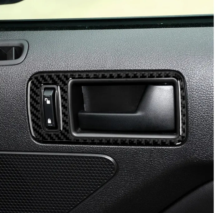 Carbon Fiber Door Handle Bowl Trim Stickers, Ford Mustang GT Shelby 2009-2014 ملصقات كربون فايبر لمقابض الأبواب الداخلية,  فورد موستانج شيلبي