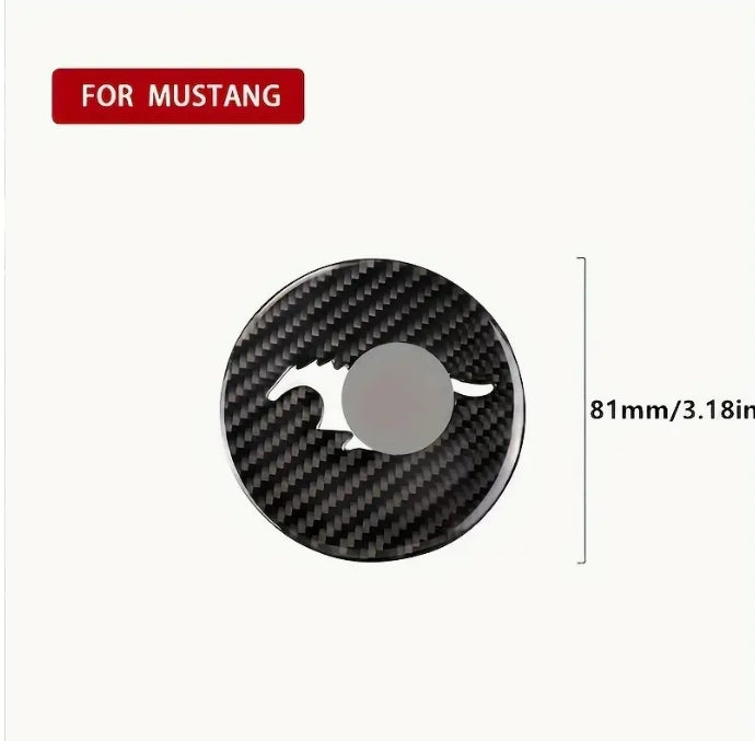 Premium Carbon Fiber Steering Wheel Panel Stickers, Interior Decoration for Ford Mustang (15-20 Models) ملصقات زينة لوحة عجلة القيادة من ألياف الكربون الفاخرة, تعديل داخلي لسيارة فورد موستنج (موديلات 15-20)