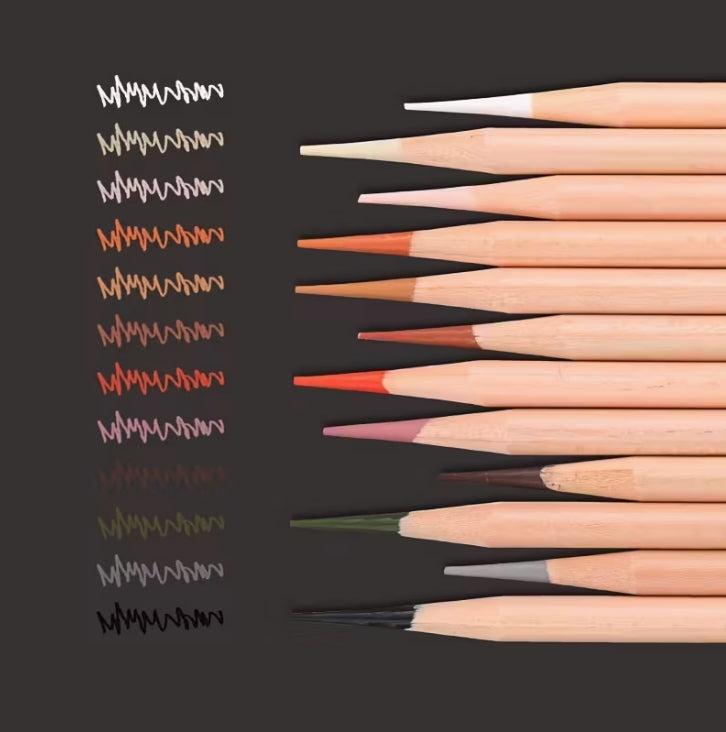 12-24-Color Professional Charcoal Pencils Set, Premium Drawing & Shading Pencils for Artists, Sketching, and Creative Artwork طقم أقلام فحم احترافية 12/24 لون, أقلام رسم وتظليل عالية الجودة للفنانين والتخطيط والإبداع الفني