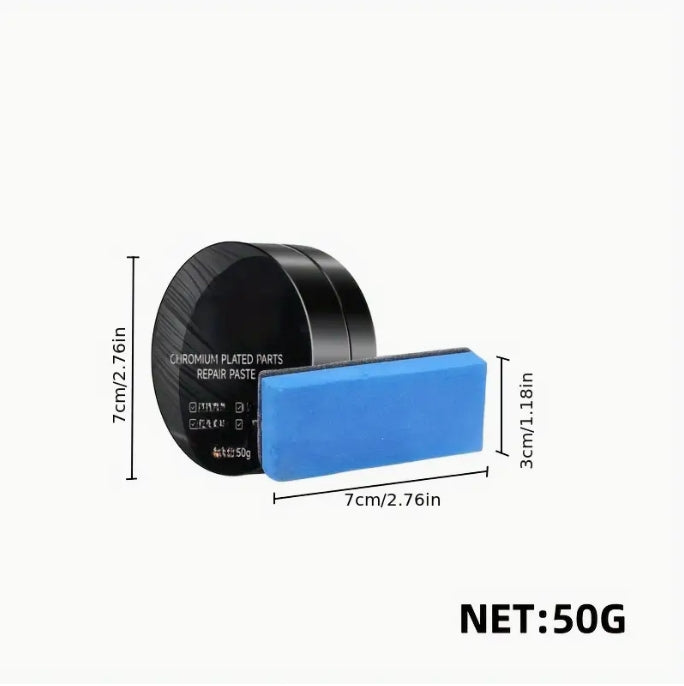 50g Car Chrome Restoration & Repair Paste, Polishing & Refurbishing for Door Handles, Window Trim, Badges معجون ترميم وتلميع كروم للسيارة 50 جم, لتجديد مقابض الأبواب، حواف النوافذ والشارات