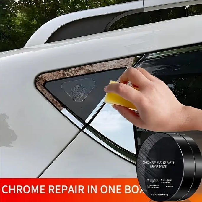 50g Car Chrome Restoration & Repair Paste, Polishing & Refurbishing for Door Handles, Window Trim, Badges معجون ترميم وتلميع كروم للسيارة 50 جم, لتجديد مقابض الأبواب، حواف النوافذ والشارات