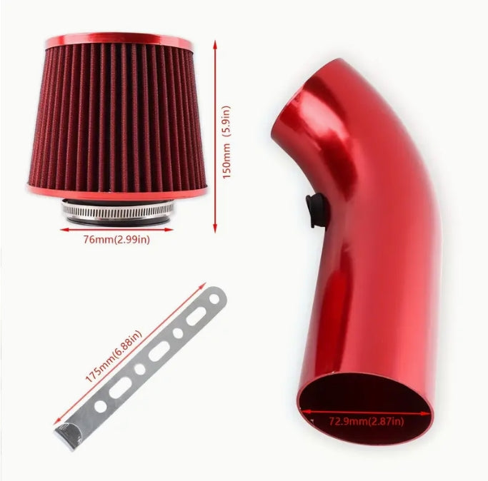 3-Inch Universal Cold Air Intake Kit – Aluminum Alloy Pipe with Oval Mushroom Filter for Car Performance Upgrade طقم فلتر هواء بارد عالمي 3 بوصة, أنبوب من سبائك الألمنيوم مع فلتر رأس فطر بيضاوي لترقية أداء السيارة