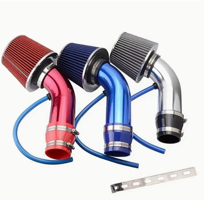 3-Inch Universal Cold Air Intake Kit – Aluminum Alloy Pipe with Oval Mushroom Filter for Car Performance Upgrade طقم فلتر هواء بارد عالمي 3 بوصة, أنبوب من سبائك الألمنيوم مع فلتر رأس فطر بيضاوي لترقية أداء السيارة