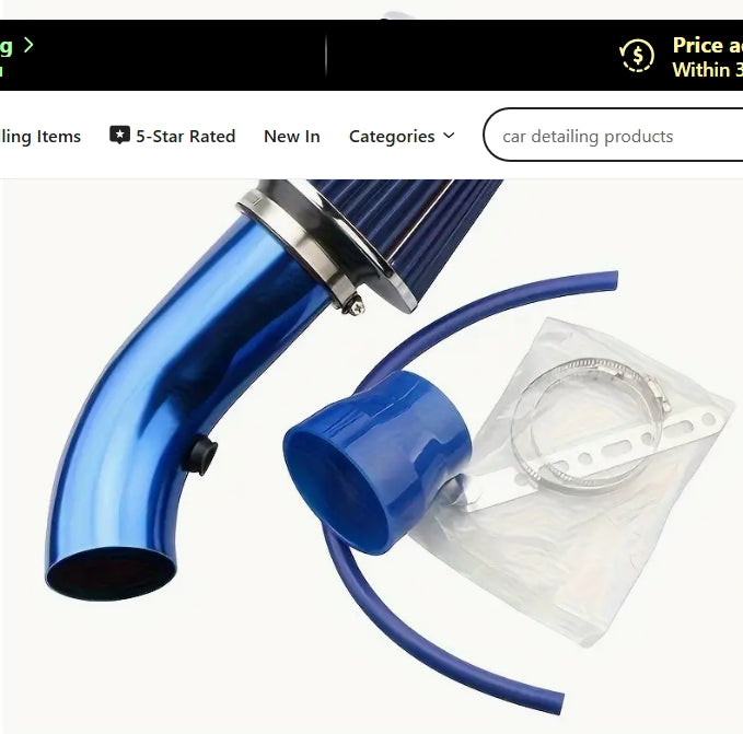 3-Inch Universal Cold Air Intake Kit – Aluminum Alloy Pipe with Oval Mushroom Filter for Car Performance Upgrade طقم فلتر هواء بارد عالمي 3 بوصة, أنبوب من سبائك الألمنيوم مع فلتر رأس فطر بيضاوي لترقية أداء السيارة