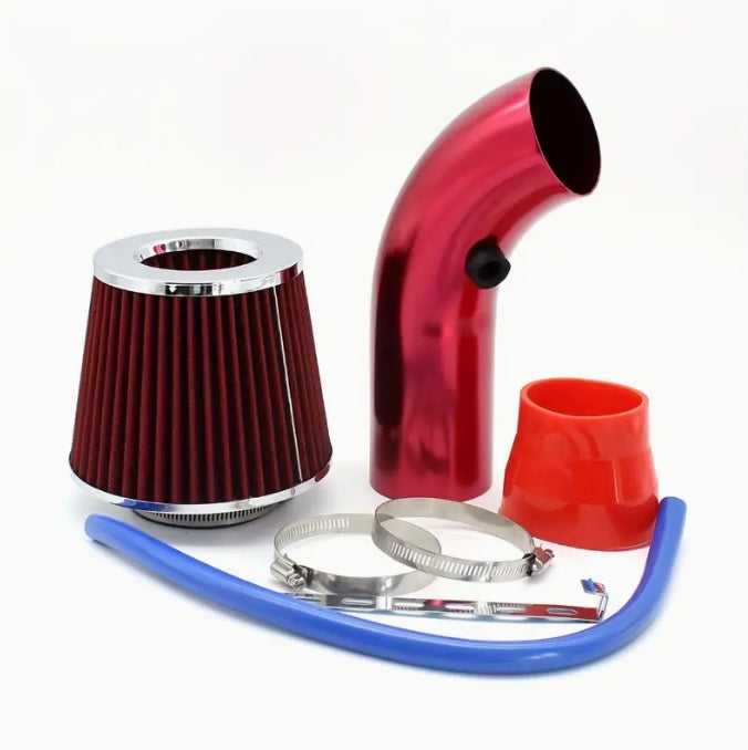3-Inch Universal Cold Air Intake Kit – Aluminum Alloy Pipe with Oval Mushroom Filter for Car Performance Upgrade طقم فلتر هواء بارد عالمي 3 بوصة, أنبوب من سبائك الألمنيوم مع فلتر رأس فطر بيضاوي لترقية أداء السيارة