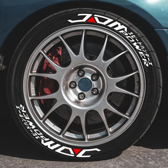 8pcs JDM+8 Stripe Tire Decals, Waterproof, Sun-Resistant PVC Wheel Stickers, Matte Finish, No Glue Needed  ملصقات إطارات  شريط – مقاومة للماء والشمس