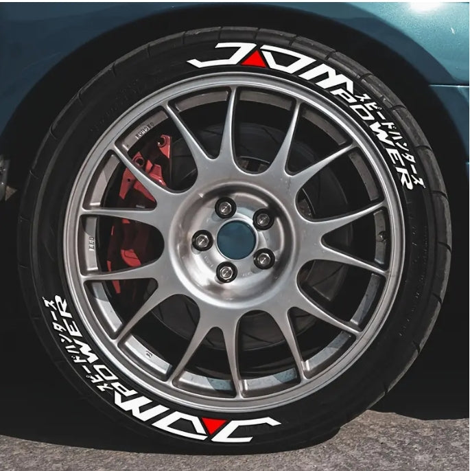 8pcs JDM+8 Stripe Tire Decals, Waterproof, Sun-Resistant PVC Wheel Stickers, Matte Finish, No Glue Needed  ملصقات إطارات  شريط – مقاومة للماء والشمس