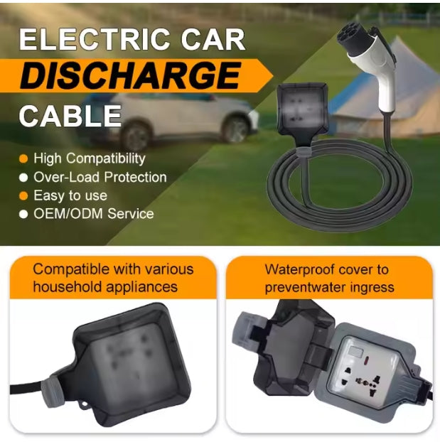 V2L Discharger Type 2 EV Cable Adapter, Vehicle to Load Power Supply for MG, BYD, KIA محول تفريغ V2L من نوع 2 – كابل شحن كهربائي لدعم خاصية Vehicle to Load لسيارات MG وBYD وKIA