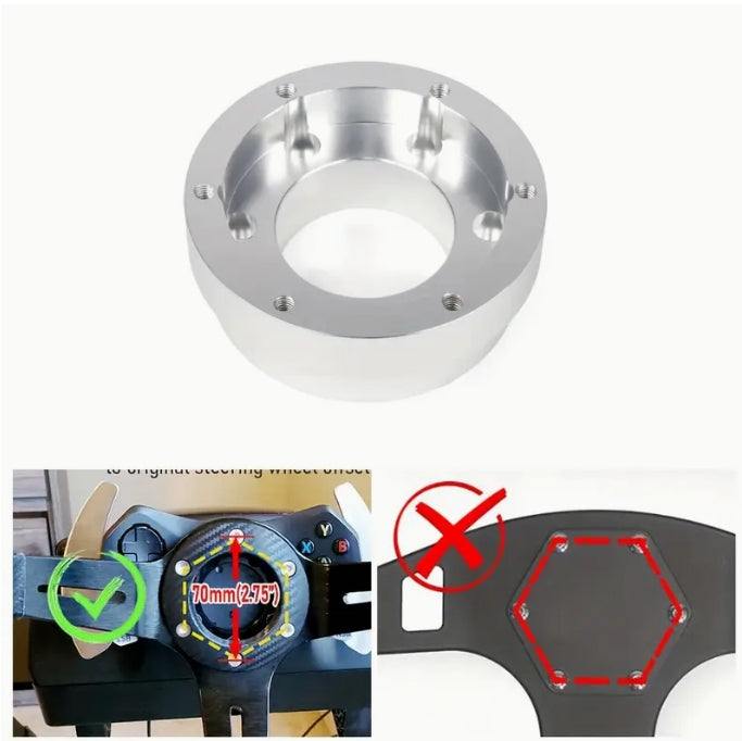 70mm Aluminum Steering Wheel Adapter Hub for Logitech G29/G920/G923, Durable Racing Simulator Upgrade محور محول عجلة القيادة من الألمنيوم 70 مم لأجهزة Logitech G29/G920/G923, ترقية متينة لمحاكي السباقات