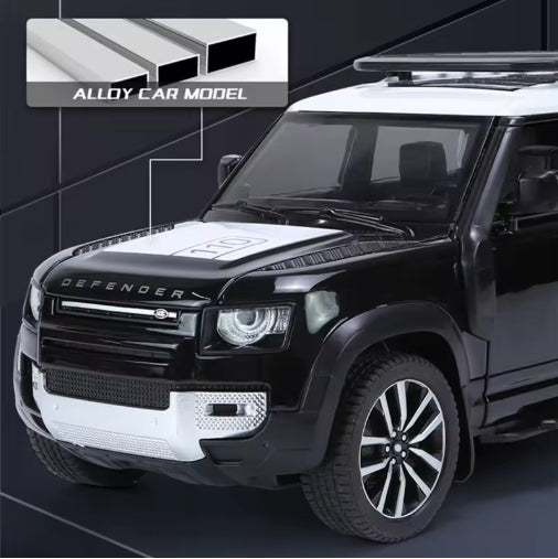 Range Rover Defender Diecast SUV Toy, Metal Off-Road Vehicle with Sound & Lights, Perfect Kids Gift سيارة لعبة ميتال رينج روفر ديفندر, سيارة SUV برصاصي مع صوت وأضواء، هدية مثالية للأطفال