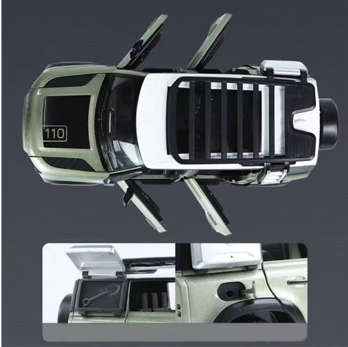 Range Rover Defender Diecast SUV Toy, Metal Off-Road Vehicle with Sound & Lights, Perfect Kids Gift سيارة لعبة ميتال رينج روفر ديفندر, سيارة SUV برصاصي مع صوت وأضواء، هدية مثالية للأطفال