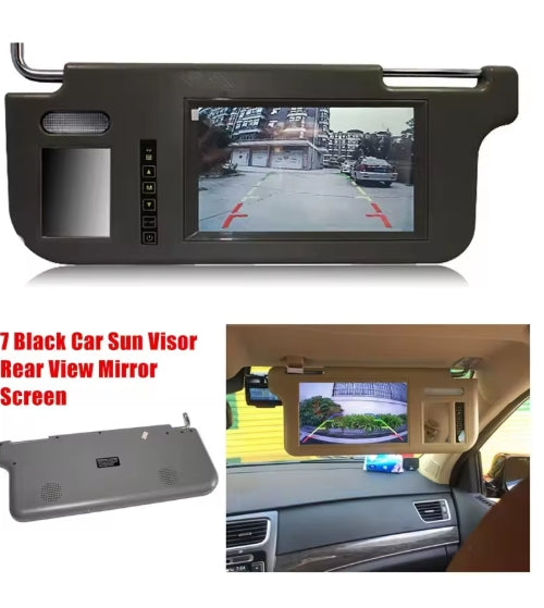 7-Inch Car Rearview LCD Monitor, Left Sun Visor Mirror, 2-Channel Video Display for Vehicle Safety شاشة LCD سيارة 7 بوصة, مرآة جانبية يسار، عرض فيديو ثنائي القنوات للسلامة أثناء القيادة