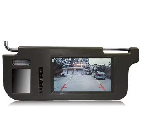 7-Inch Car Rearview LCD Monitor, Left Sun Visor Mirror, 2-Channel Video Display for Vehicle Safety شاشة LCD سيارة 7 بوصة, مرآة جانبية يسار، عرض فيديو ثنائي القنوات للسلامة أثناء القيادة