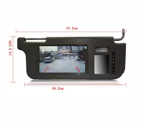 7-Inch Car Rearview LCD Monitor, Left Sun Visor Mirror, 2-Channel Video Display for Vehicle Safety شاشة LCD سيارة 7 بوصة, مرآة جانبية يسار، عرض فيديو ثنائي القنوات للسلامة أثناء القيادة