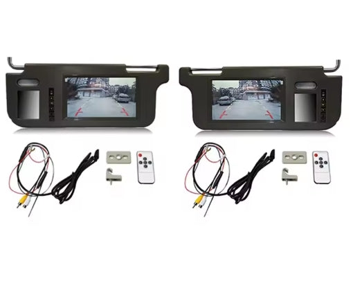 7-Inch Car Rearview LCD Monitor, Left Sun Visor Mirror, 2-Channel Video Display for Vehicle Safety شاشة LCD سيارة 7 بوصة, مرآة جانبية يسار، عرض فيديو ثنائي القنوات للسلامة أثناء القيادة