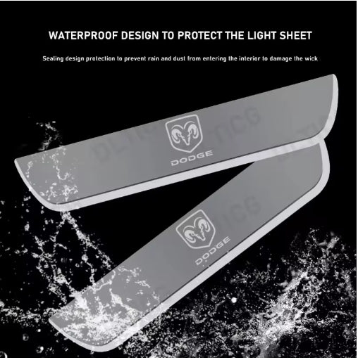 Wireless LED Car Door Sill Lights for Dodge, Illuminated Threshold Entry Lighting, Easy Install إضاءة عتبة أبواب LED لاسلكية لسيارات دودج , إضاءة دخول أنيقة وسهلة التركيب