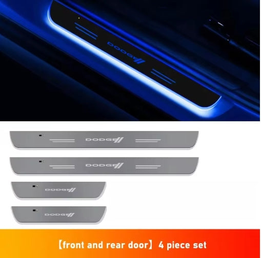 Wireless LED Car Door Sill Lights for Dodge, Illuminated Threshold Entry Lighting, Easy Install إضاءة عتبة أبواب LED لاسلكية لسيارات دودج , إضاءة دخول أنيقة وسهلة التركيب