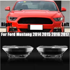 Front Headlamp Cover Lens Replacement for Ford Mustang 2014–2017, Plexiglass Lampshade Shell, OEM Style غطاء عدسة المصباح الأمامي لفورد موستنج 2014–2017، استبدال شفاف من البلكسي جلاس، تصميم أصلي OEM