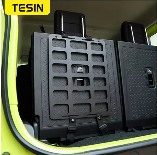 TESIN Car Seat Back Storage Bag & Rack for Suzuki Jimny JB64/JB74 2019-2023, Organize Interior, Easy Access  حقيبة تخزين ورف TESIN للمقاعد الخلفية للسيارة لسوزوكي جمني JB64/JB74 2019-2023, تنظيم داخلي سهولة الوصول هيدروليكية للكبوت
