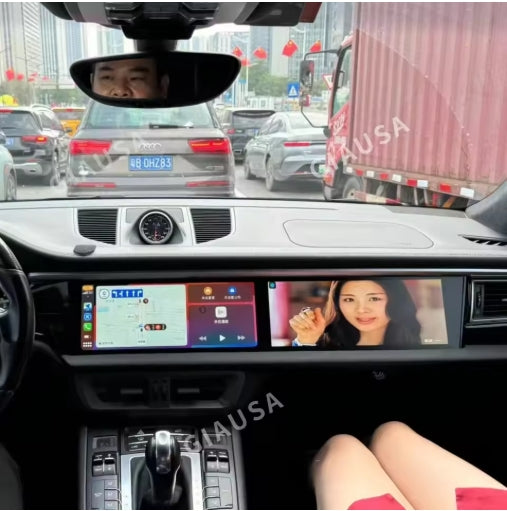 Android 14 Dual Screen Car GPS Radio for Porsche Macan 2010-2017, Multimedia DSP Player, CarPlay, Co-Pilot Display راديو وجي بي إس للسيارة بنظام أندرويد 14 بشاشة مزدوجة لبورش ماكان 2010-2017, مشغل متعدد الوسائط DSP، دعم CarPlay، شاشة مساعد الراكب