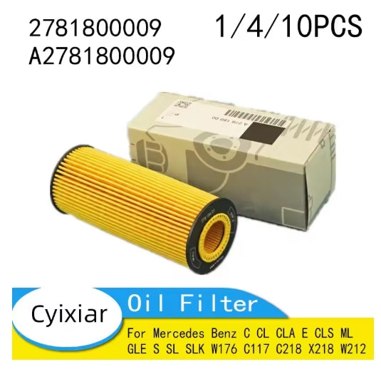Engine Oil & Fuel Filter Kit for Mercedes C/CL/CLA/E/CLS/ML/GLE/S/SL/SLK, A27818009, High Performance Replacement  فلتر زيت المحرك مرسيدس C/CL/CLA/E/CLS/ML/GLE/S/SL/SLK, A27818009، أداء عالي