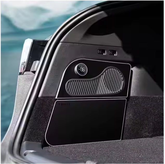 Tesla Model Y Trunk Side Refrigerator, Built-in Compressor, Factory Cooling, Perfect for Camping & Travel ثلاجة جانبية للشنطة لتسلا موديل Y, تبريد ضاغط مدمج، تبريد مصنع أصلي، مثالية للتخييم والسفر