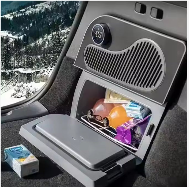 Tesla Model Y Trunk Side Refrigerator, Built-in Compressor, Factory Cooling, Perfect for Camping & Travel ثلاجة جانبية للشنطة لتسلا موديل Y, تبريد ضاغط مدمج، تبريد مصنع أصلي، مثالية للتخييم والسفر