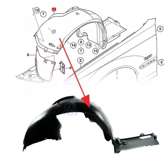 BMW 3 Series E46 Left Front Fender Inner Plate – Durable OEM Replacement Part 5171 7039 677 لوحة داخلية للرفرف الأمامي الأيسر لسيارة بي إم دبليو الفئة 3
